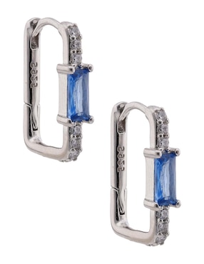 Aretes huggies E&N Cherny de plata P 925 con acabado brillante zirconia