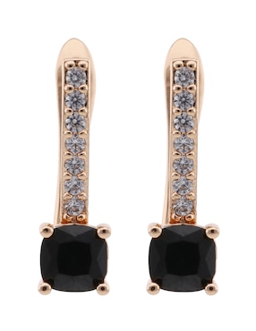 Aretes cortos rectangulares E&N Cherny de plata P 925 con acabado brillante zirconia