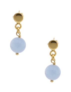 Aretes cortos de esfera e&n cherny fashion de plata p 925 con acabado baño de oro cuarzo