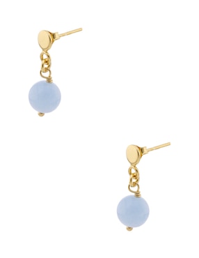 Aretes cortos de esfera e&n cherny fashion de plata p 925 con acabado baño de oro cuarzo
