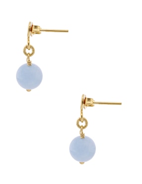 Aretes cortos de esfera e&n cherny fashion de plata p 925 con acabado baño de oro cuarzo