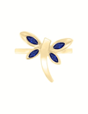 Anillo de libélula Fascinare Volare 14 k de oro zafiro brillante