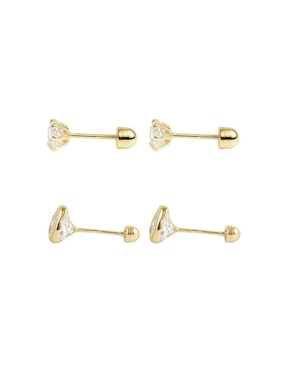 Set de aretes Mancini de oro 10 K con acabado brillante zirconia