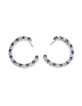 Arracadas de luna Lucie de oro 14 K con acabado texturizado zafiro y diamante