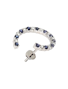 Arracadas de luna Lucie de oro 14 K con acabado texturizado zafiro y diamante