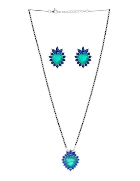 Aretes y collar de corazón Gladkova Joyería de plata P 925 zafiro
