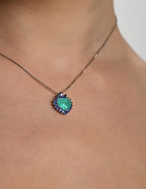 Aretes y collar de corazón Gladkova Joyería de plata P 925 zafiro