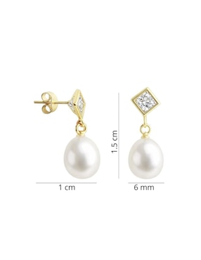 Aretes cortos de rombo Mancini de oro 10 K con acabado brillante zirconia