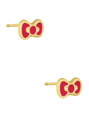 Broqueles de moño Hello Kitty Sabelli de oro amarillo 14 k con acabado esmaltado