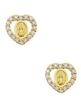 Broqueles de corazón Sabelli de oro amarillo 14 k con acabado pulido zirconia