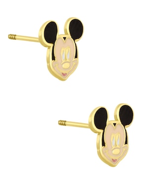 Broqueles Mickey Sabelli de oro amarillo 14 k con acabado esmaltado