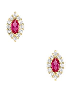 Broqueles Sabelli de oro amarillo 14 k con acabado pulido zirconia
