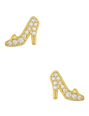 Broqueles de zapato Disney Princess Sabelli de oro amarillo 14 k con acabado pulido zirconia