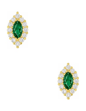 Broqueles Sabelli de oro amarillo 14 k con acabado pulido zirconia