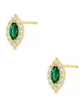 Broqueles Sabelli de oro amarillo 14 k con acabado pulido zirconia