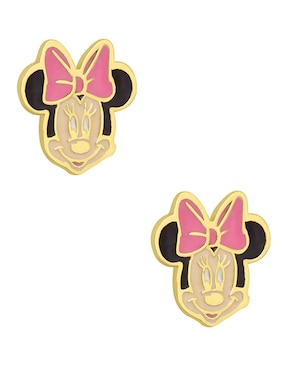 Broqueles Minnie Sabelli de oro amarillo 14 k con acabado esmaltado