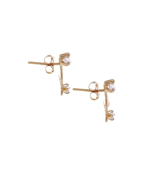 Broqueles Roca de oro 14 K con acabado brillante zirconia