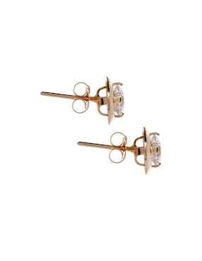 Broqueles Roca de oro 14 K con acabado brillante zirconia