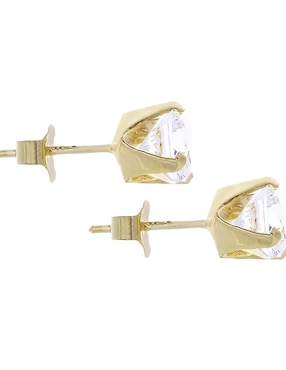 Broqueles Roca de oro 14 K con acabado brillante zirconia