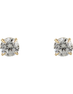 Broqueles redondos D Cadena de oro 14 K con acabado brillante zirconia
