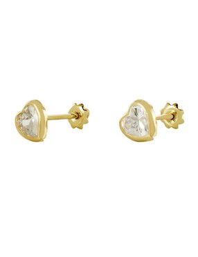 Broqueles de corazón D Cadena de oro 14 K con acabado brillante zirconia
