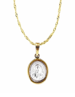 Colgante y dije ovalada D Cadena de oro 14 K