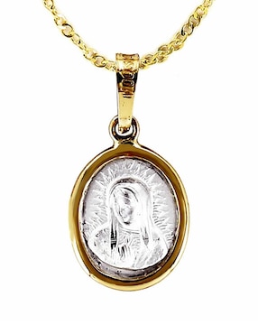 Colgante y dije ovalada D Cadena de oro 14 K