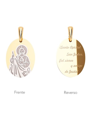 Medalla Irregular Amore Mio San Judas Tadeo De Oro Amarillo 14 K