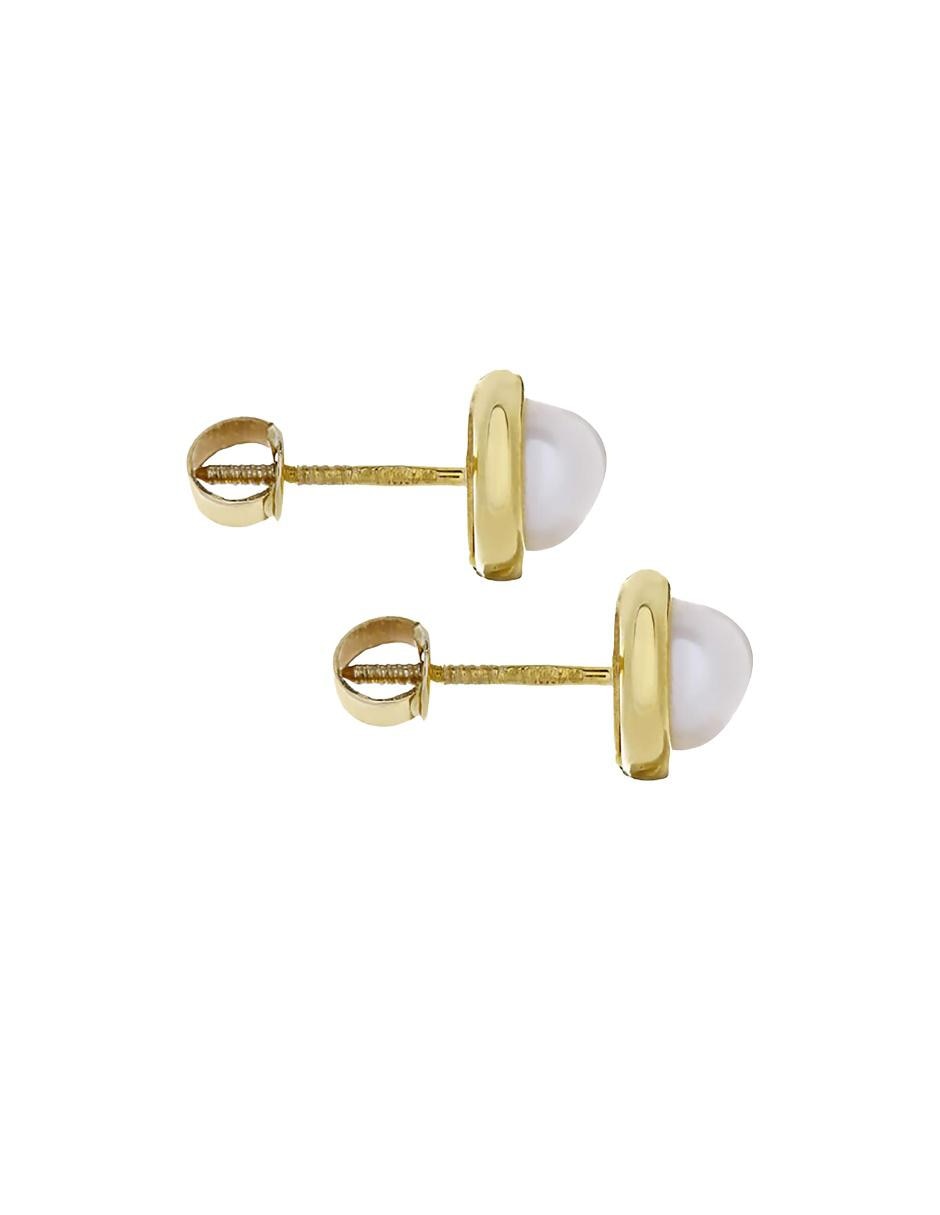 Broqueles de oro 14 K con acabado brillante perla 2