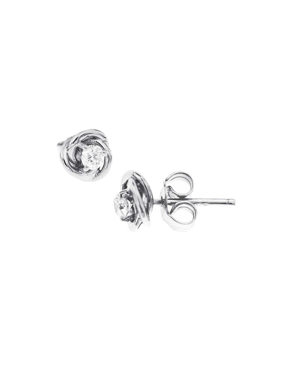 Broqueles de oro blanco 14 K con acabado brillante diamante 4