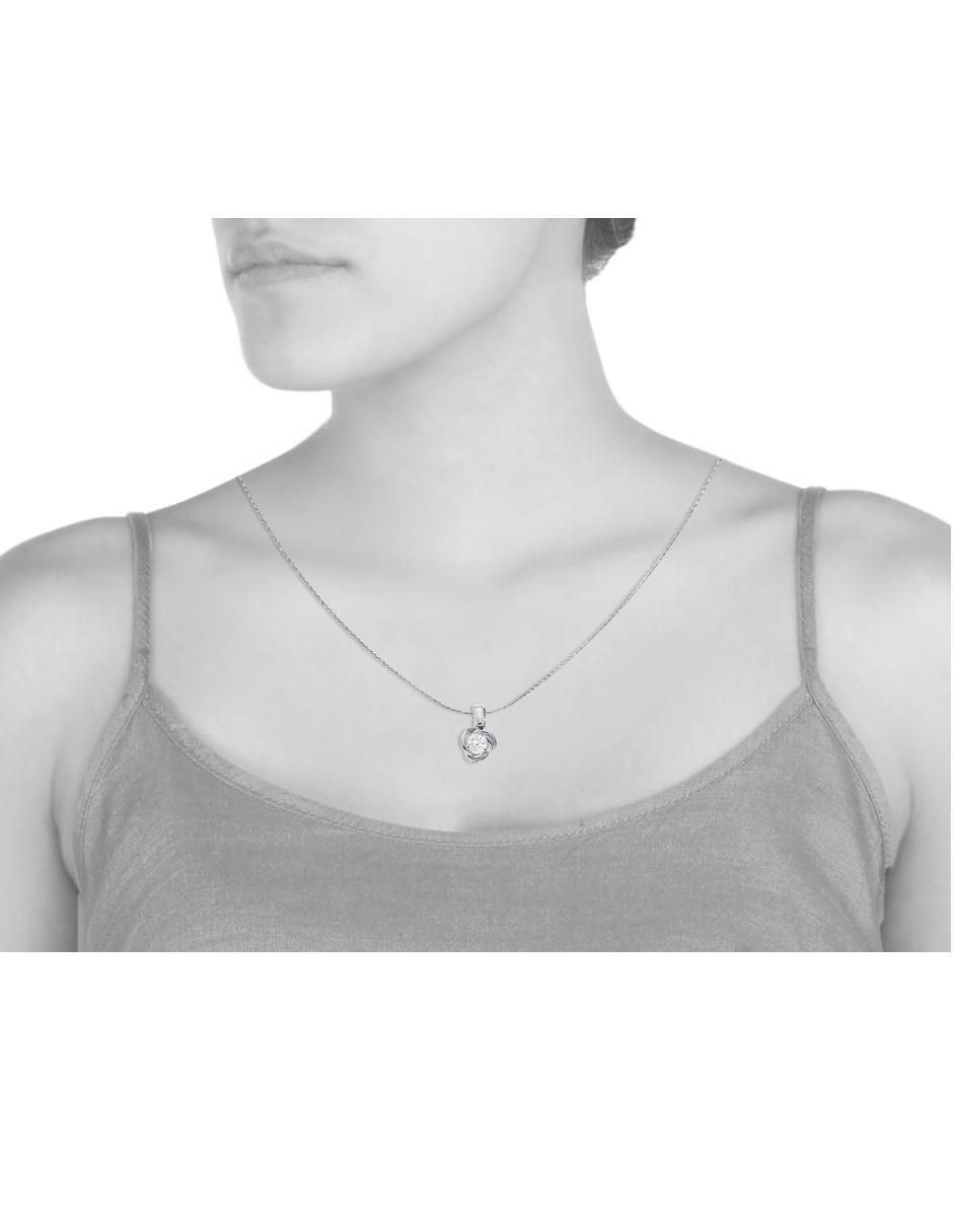 Dije de oro blanco 14 K diamante 4