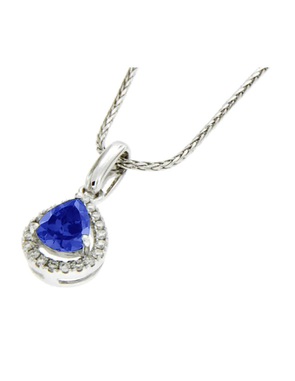 Dije de oro blanco 14 K zafiro y diamante 2