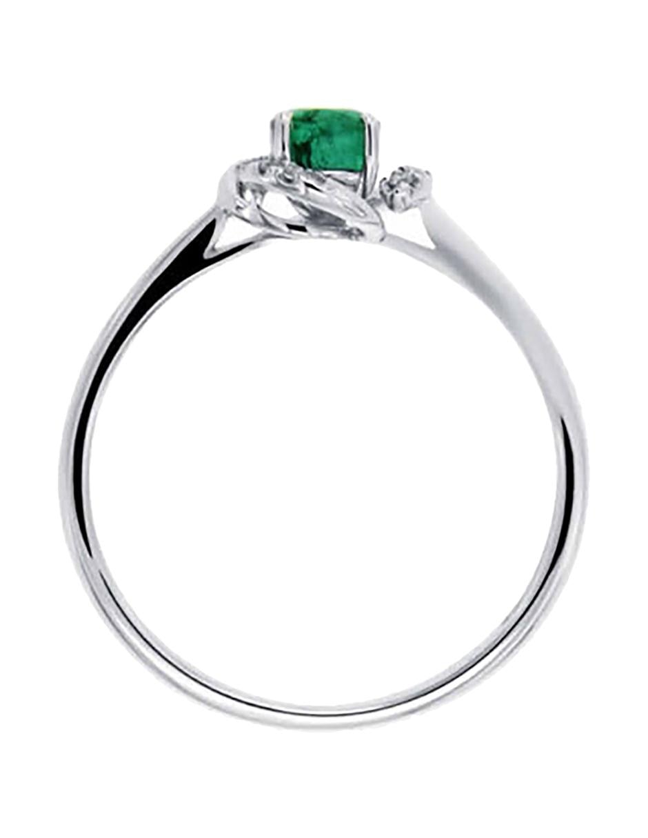 Anillo ovalado Donelle 14 k de oro blanco esmeralda y diamante brillante 7