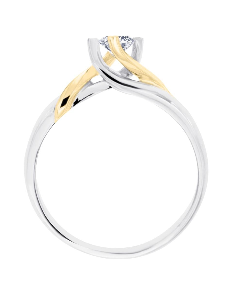 Solitario de oro blanco 14 k Enya diamante 15