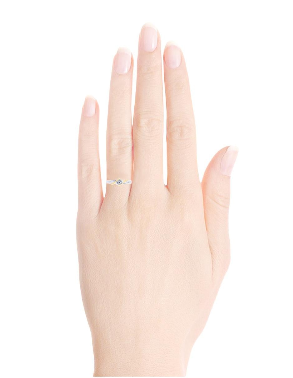 Solitario de oro blanco 14 k Enya diamante 16