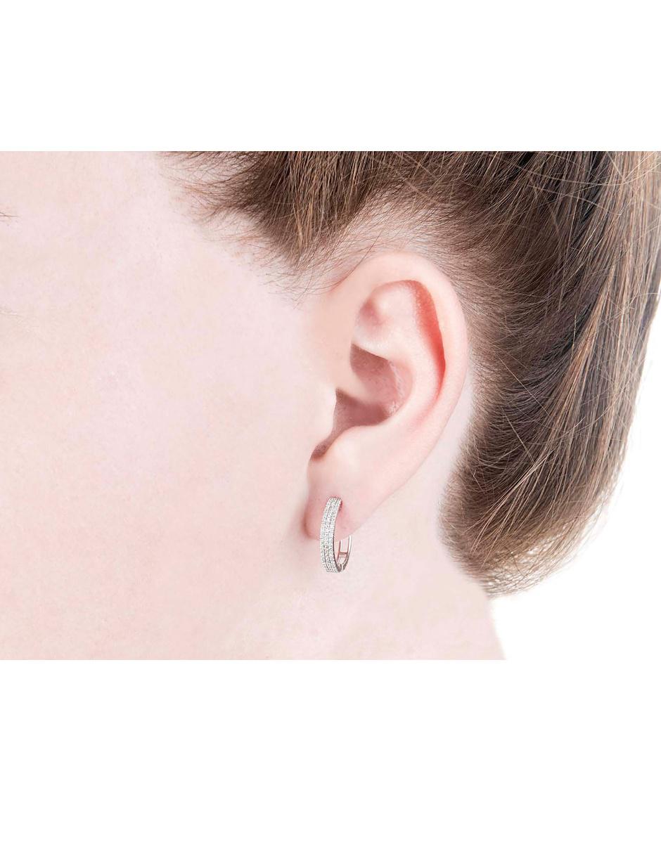 Aretes de oro blanco 14 K con acabado brillante diamante 5