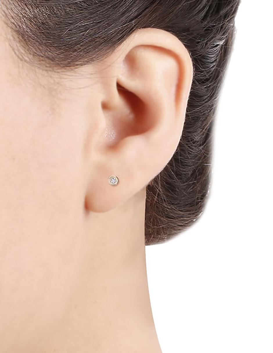 Broqueles de oro 14 K con acabado brillante zirconia 3