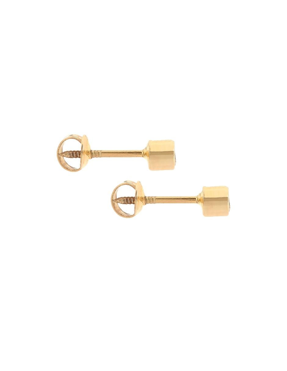 Broqueles de oro 14 K con acabado brillante zirconia 2