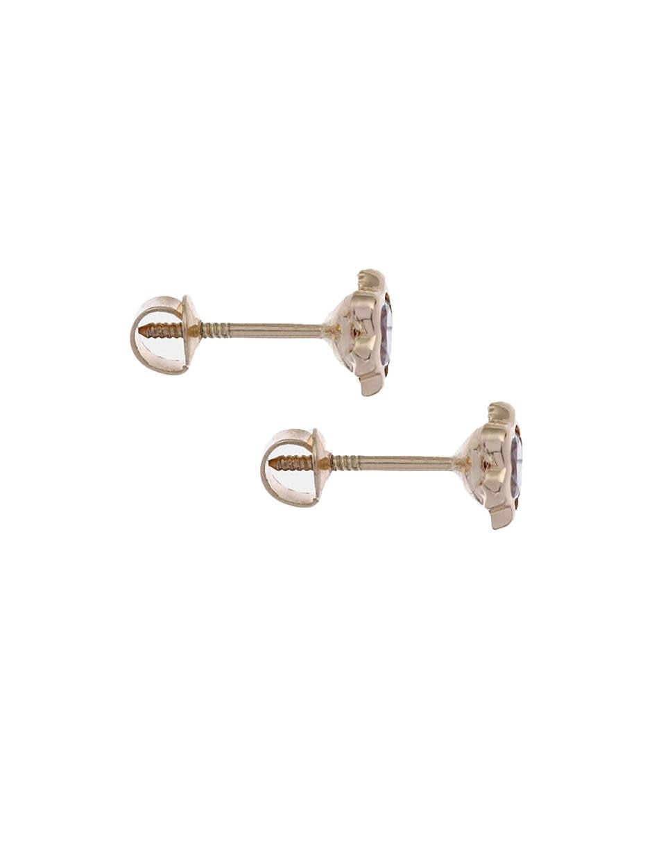 Broqueles de oro 14 K con acabado brillante zirconia 2