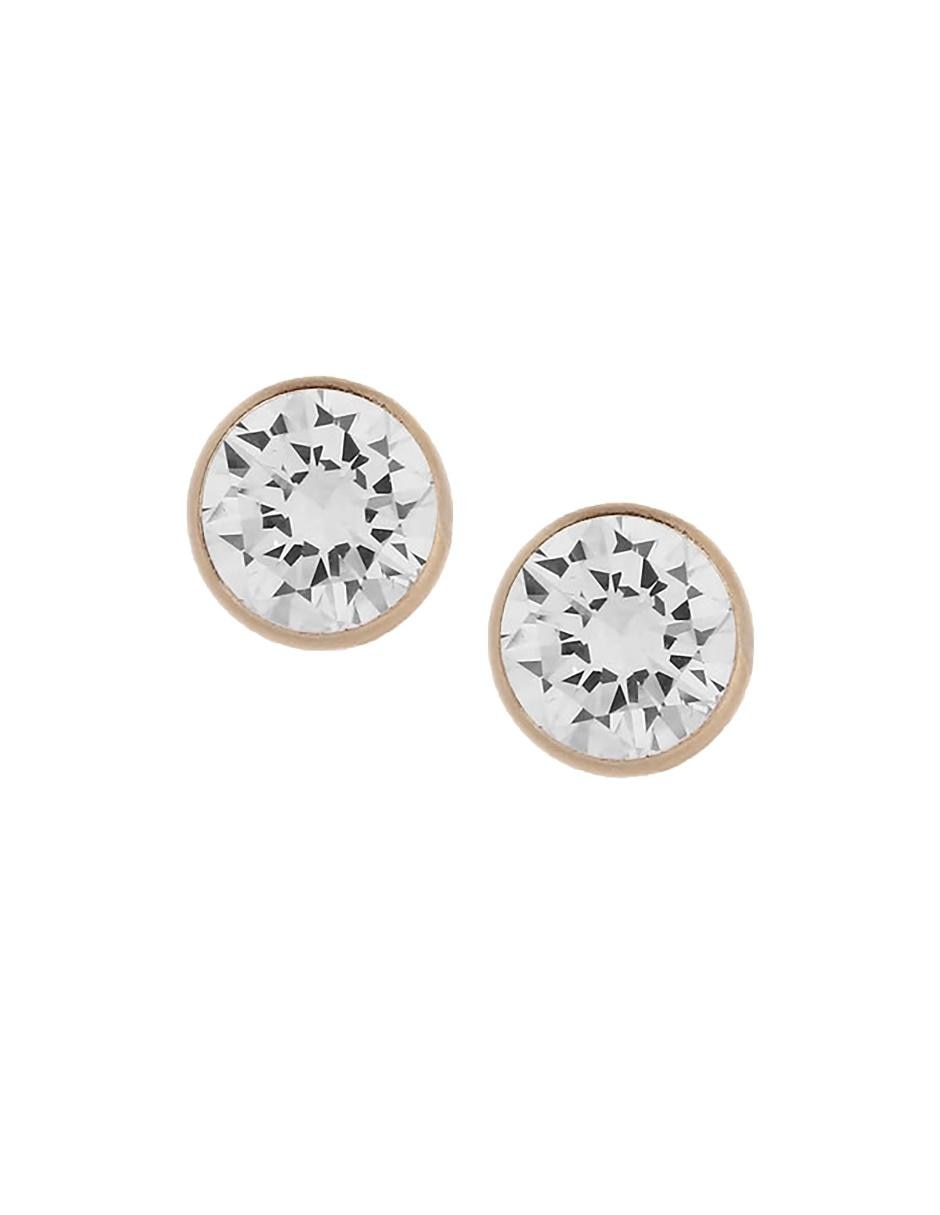 Broqueles circulares de oro amarillo 14 K con acabado brillante zirconia