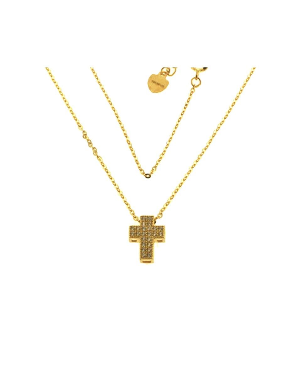 Dije de cruz de oro amarillo 14 K zirconia