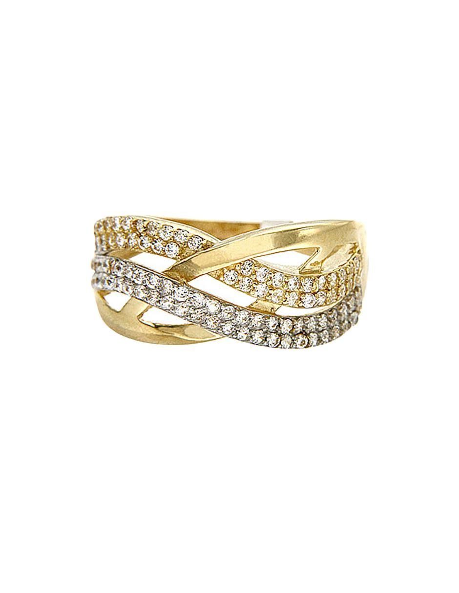 Anillo 14 k de oro amarillo zirconia brillante 3
