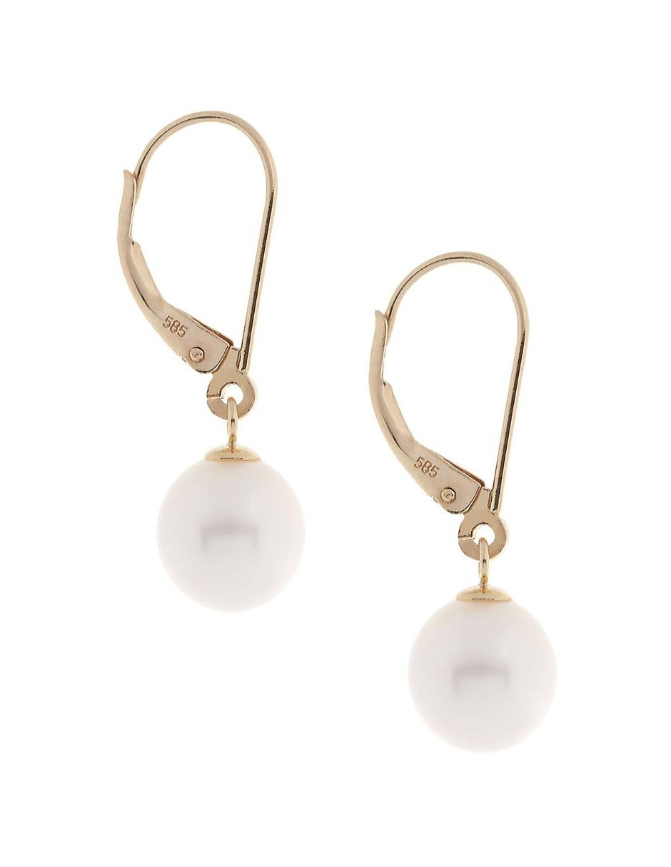 Broqueles de oro 14 K con acabado brillante perla 2