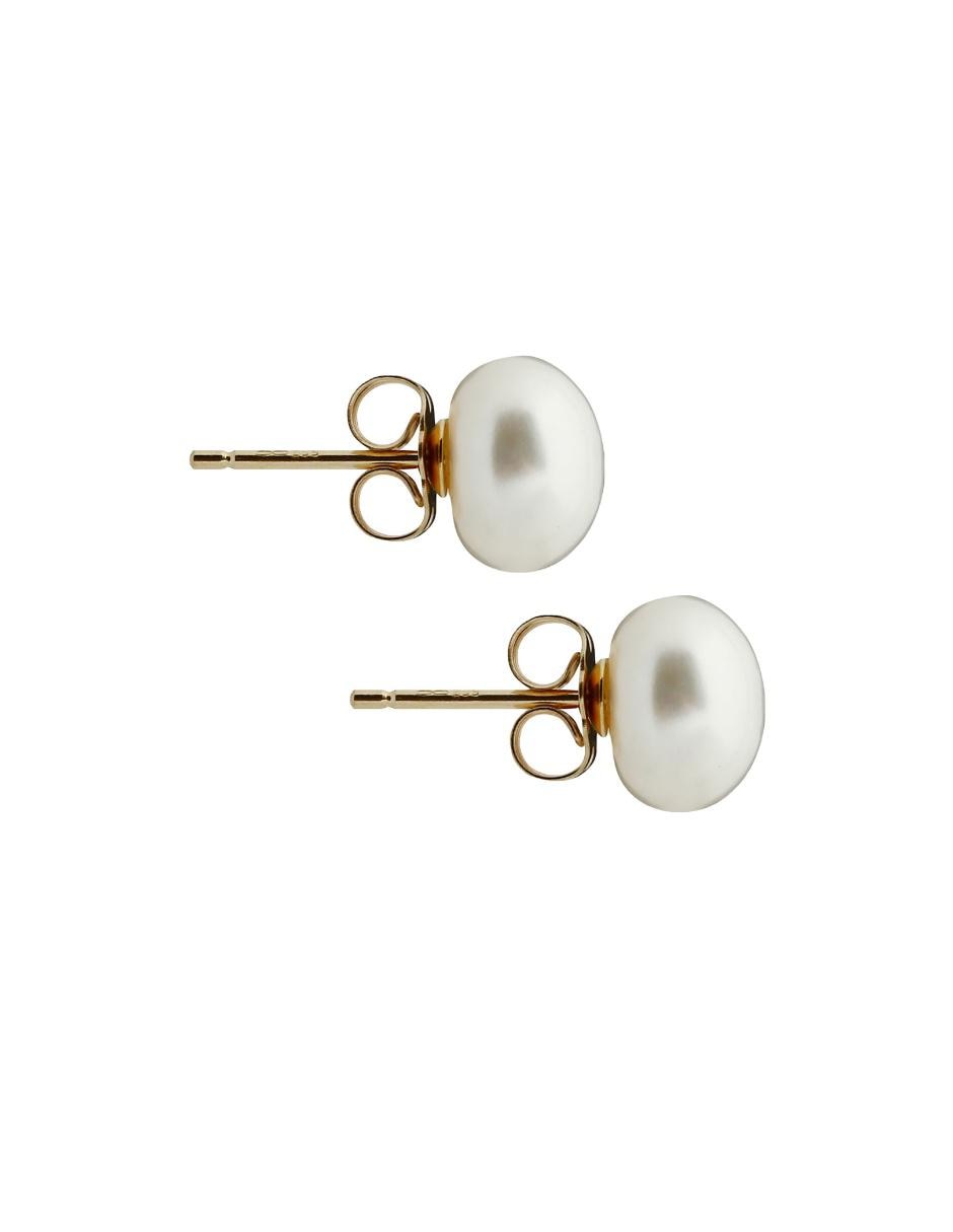 Broqueles de oro 14 K con acabado brillante perla 2