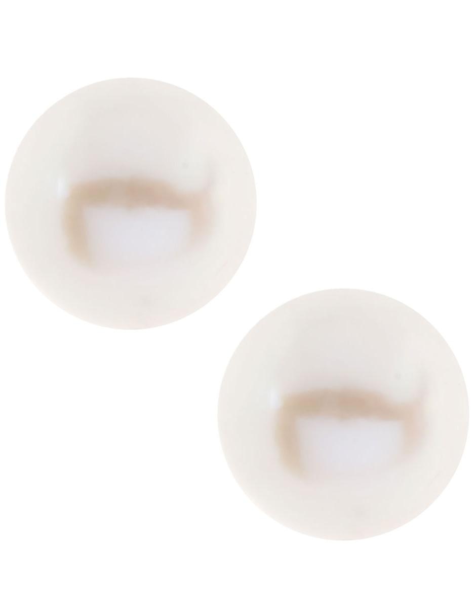 Broqueles de oro 14 K con acabado brillante perla