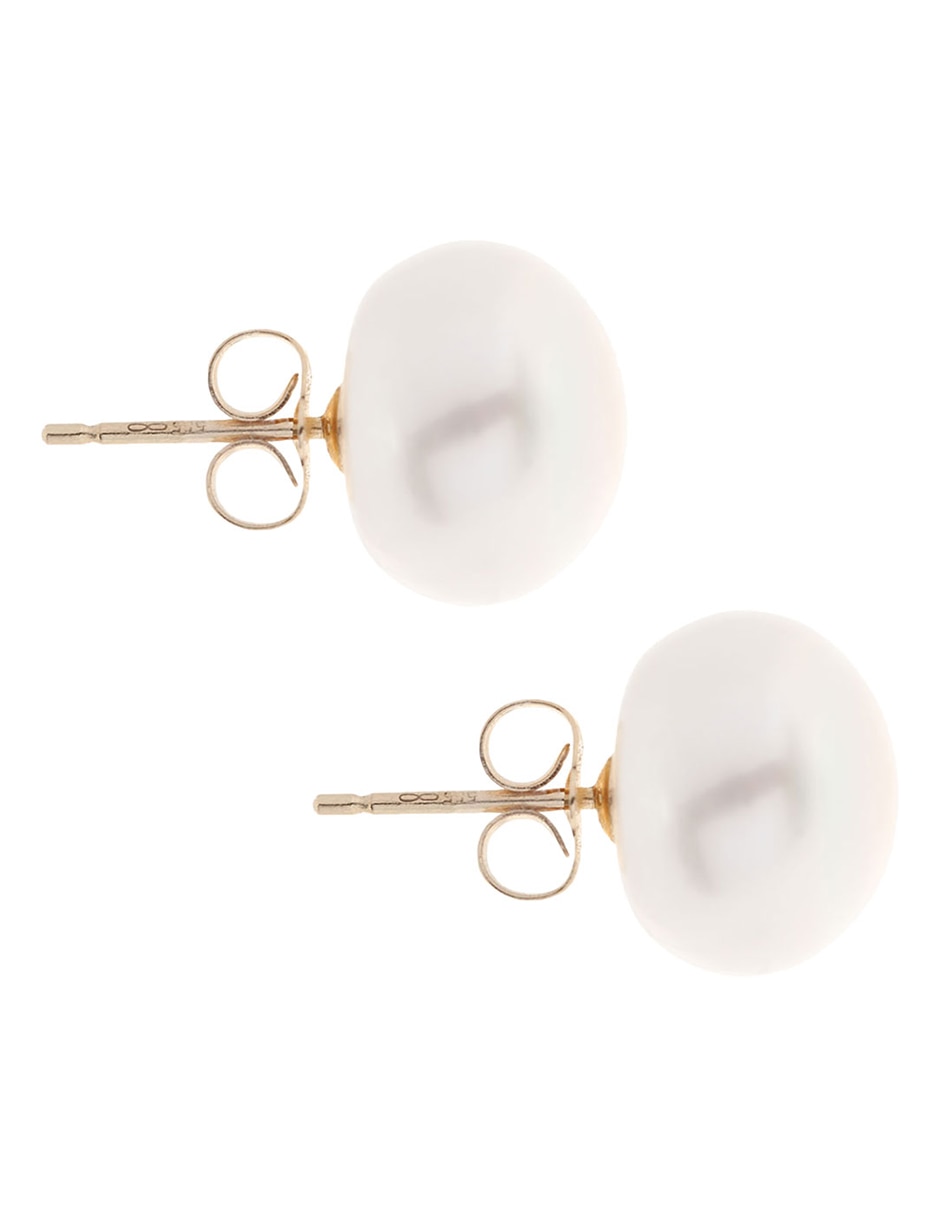 Broqueles de oro 14 K con acabado brillante perla 2