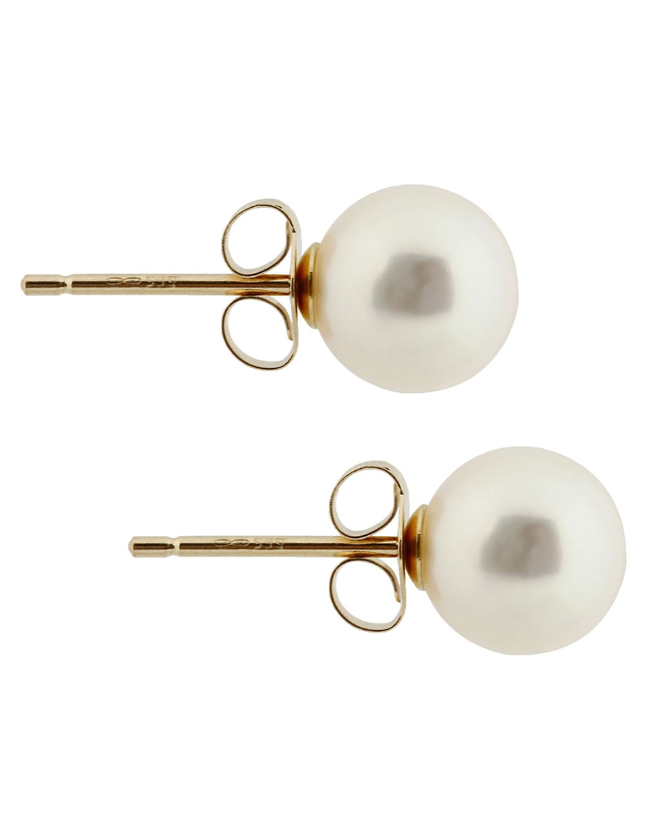 Broqueles de oro 14 K con acabado brillante perla 2