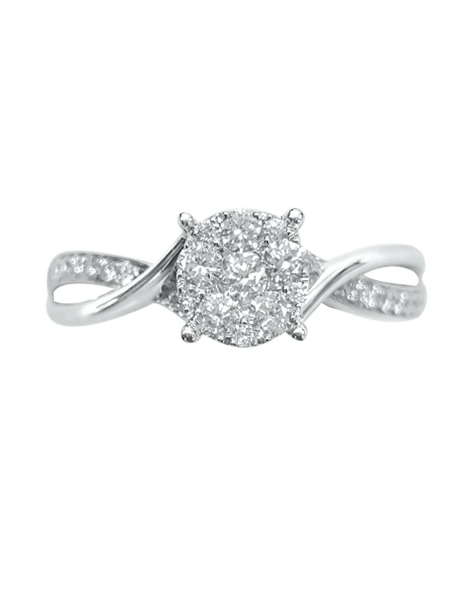 Solitario de oro blanco 14 k Lara diamante 9