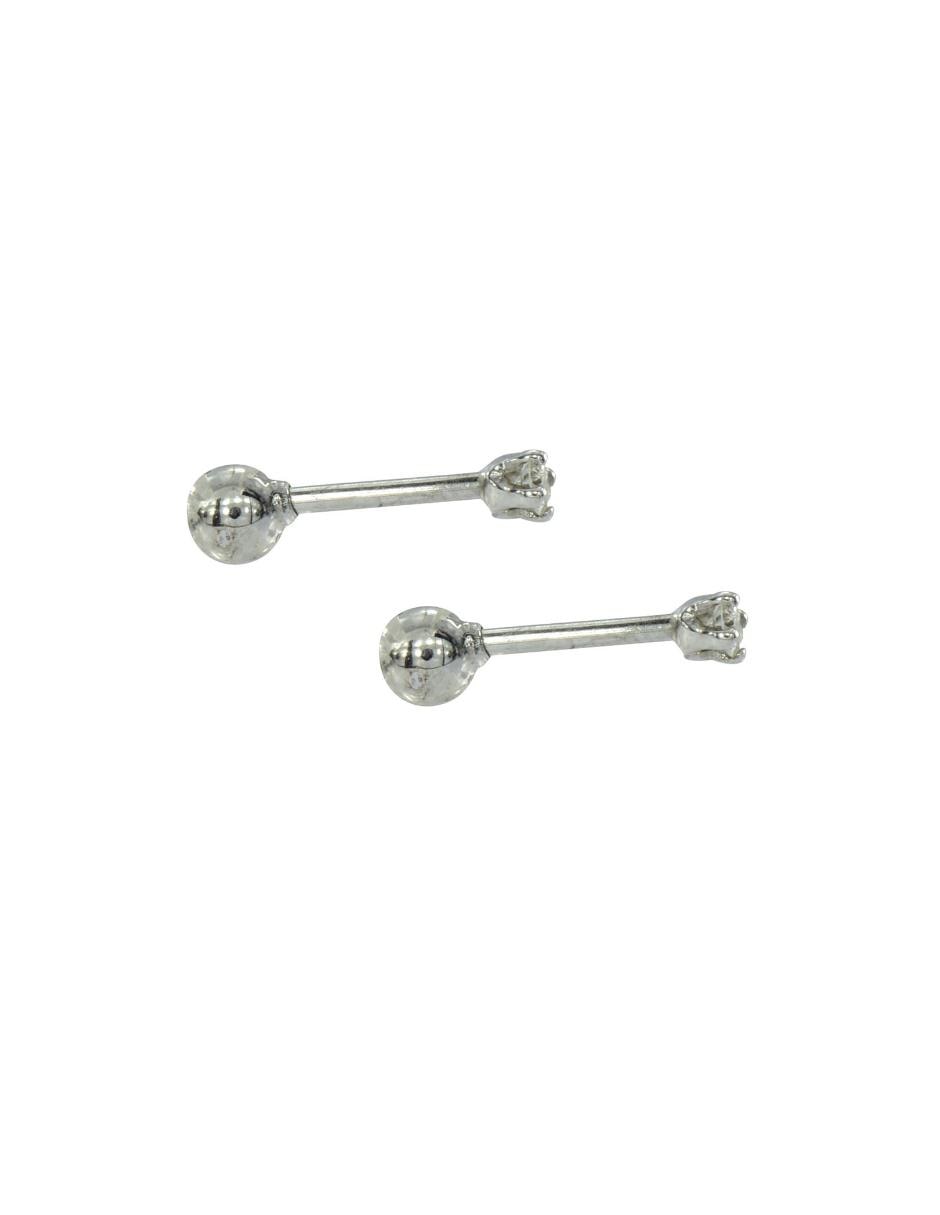 Broqueles de oro blanco 14 K con acabado brillante diamante 2
