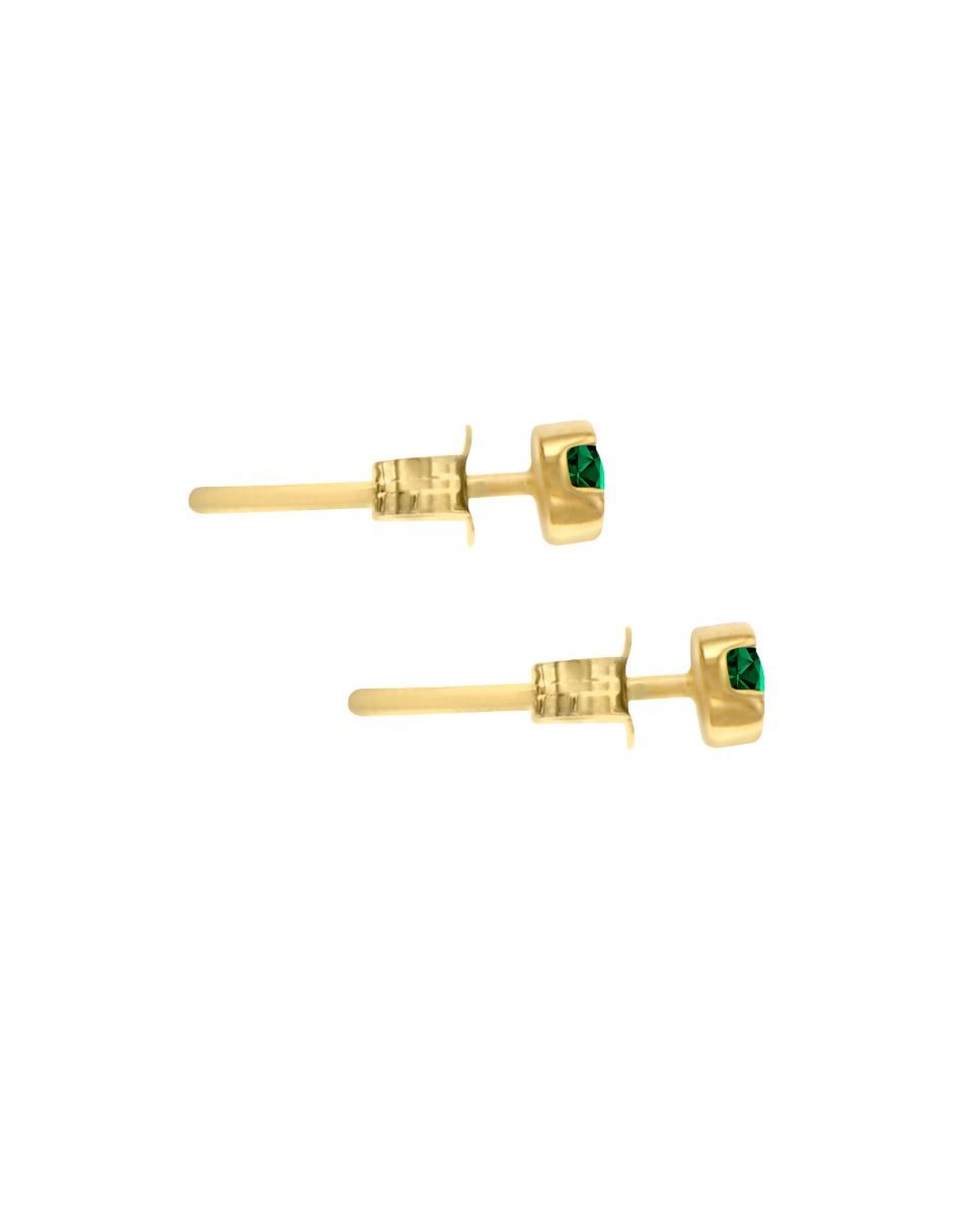 Broqueles de oro 14 K con acabado brillante esmeralda 2